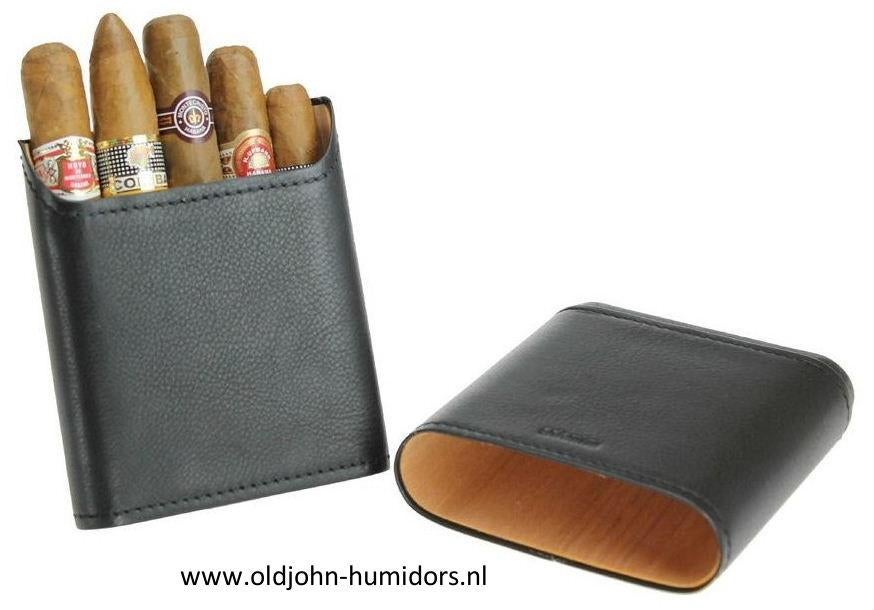 SIGARENKOKER ADORINI ECHT LEER- MAT ZWART  3-5 SIGAREN  sk06, Verzenden, Nieuw, Tabaksdoos of Verpakking