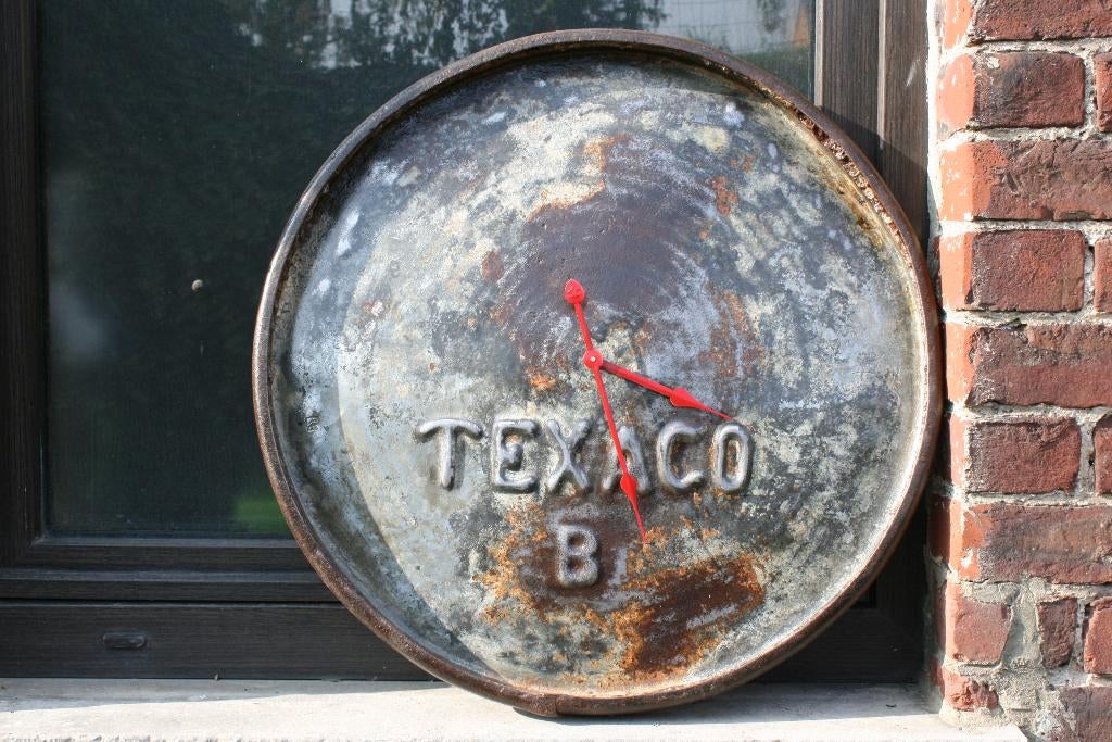 Horloge Texaco Belgium Unique Vintage  Garage Petrol Fina, Enlèvement ou Envoi