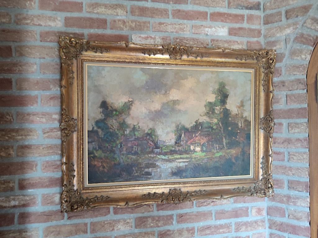 „Boerderijen op het landgoed Bokrijk” Origineel schilderij, Antiek en Kunst, Ophalen