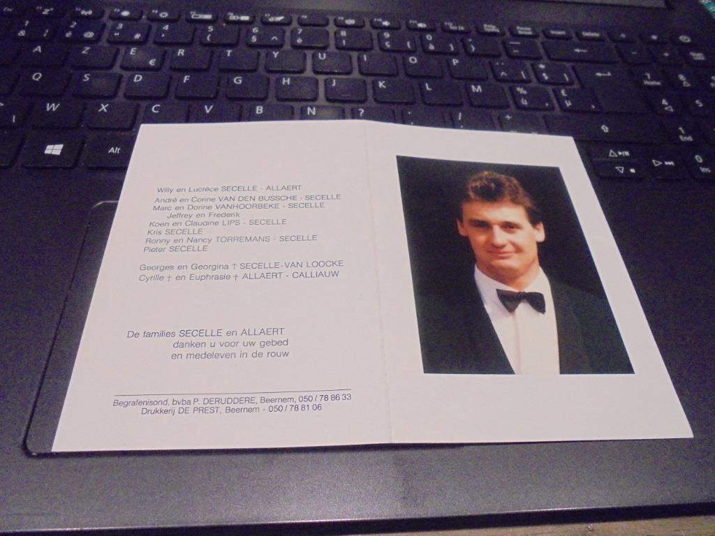 dp Peter Secelle, Verzamelen, Bidprentjes en Rouwkaarten, Ophalen of Verzenden, Bidprentje