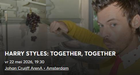 2 billets pour Harry Styles Amsterdam 22-05, Deux personnes, Mai