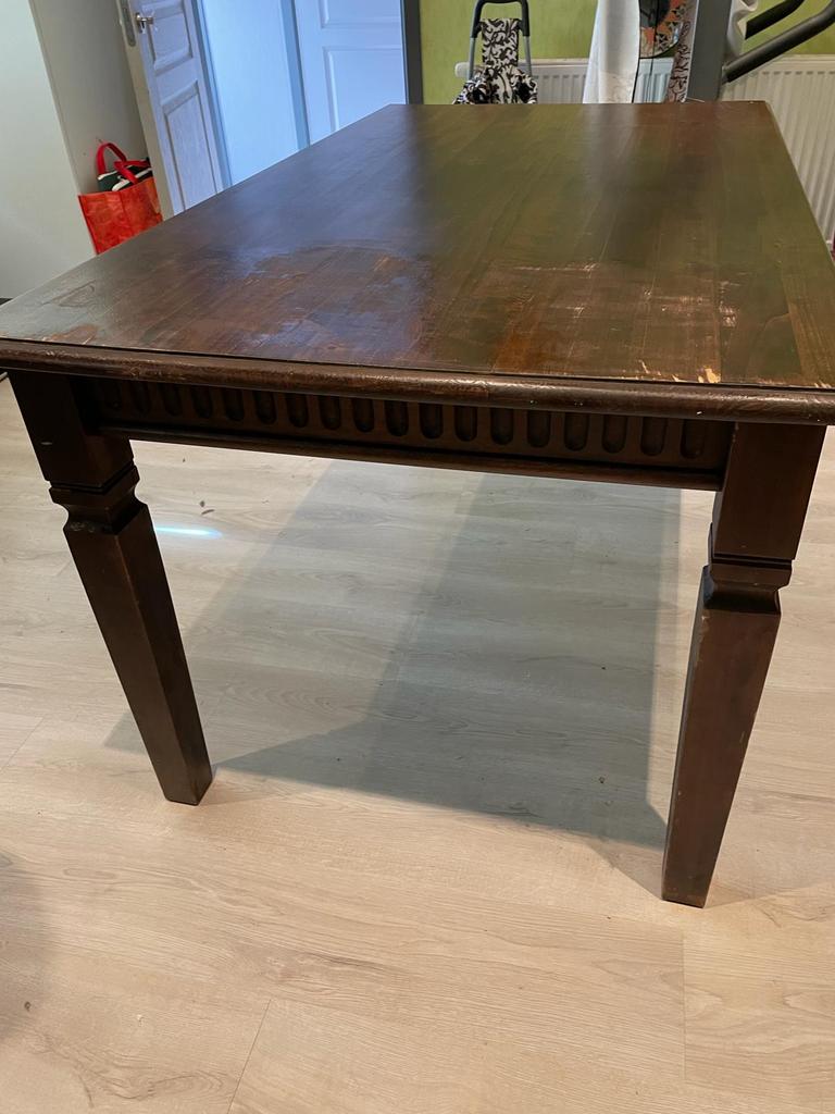 Table à manger en bois foncé de style colonial, Maison & Meubles, 150 à 200 cm, Cinq personnes ou plus, Koloniaal, Enlèvement