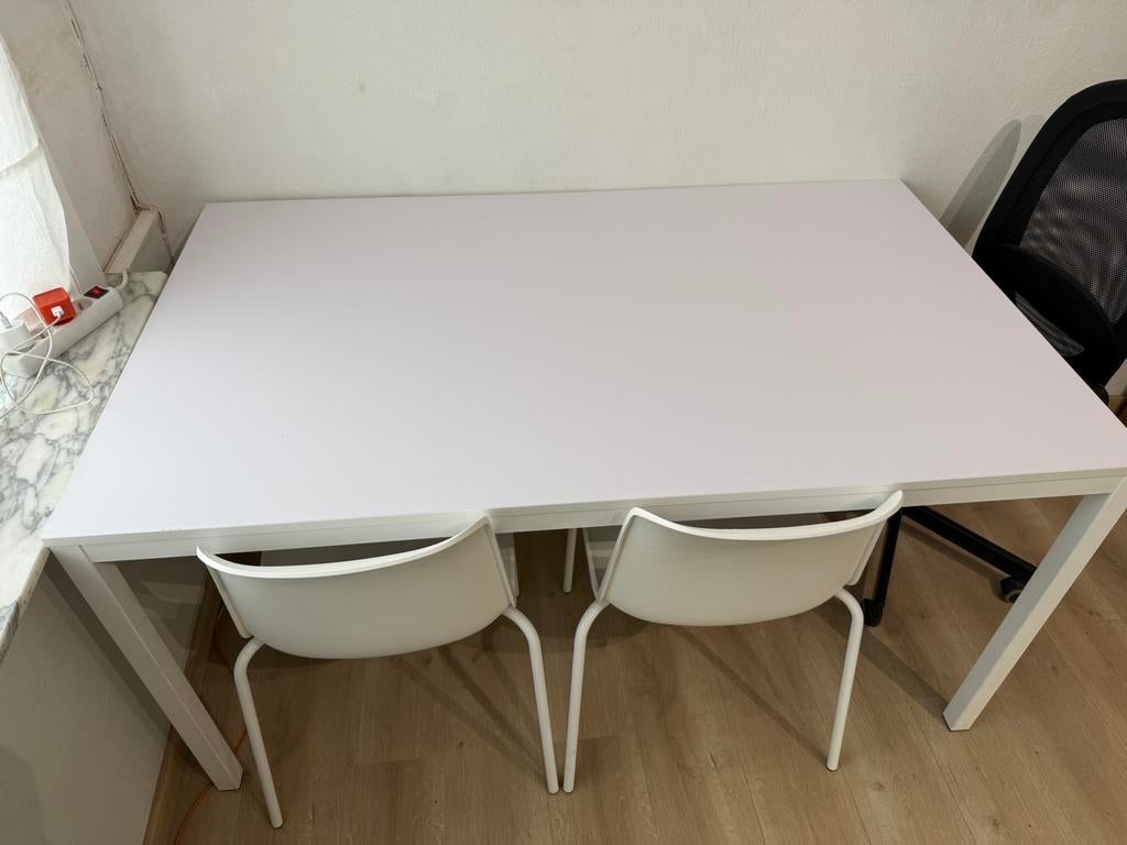 Witte tafel 150x90cm, Huis en Inrichting, Tafels | Eettafels, Ophalen, Gebruikt, 50 tot 100 cm, Vijf personen of meer