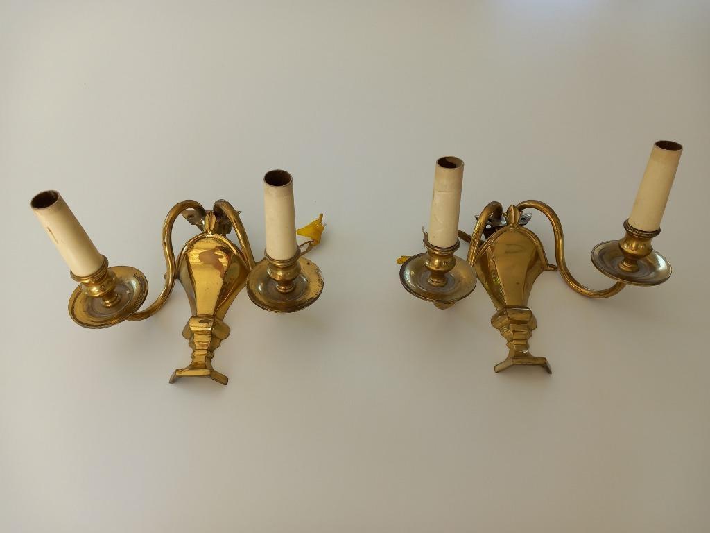 Klassieke wandverlichting met 2 kaarslampen, Ophalen, Gebruikt, Metaal, Klassiek - jaren 1960