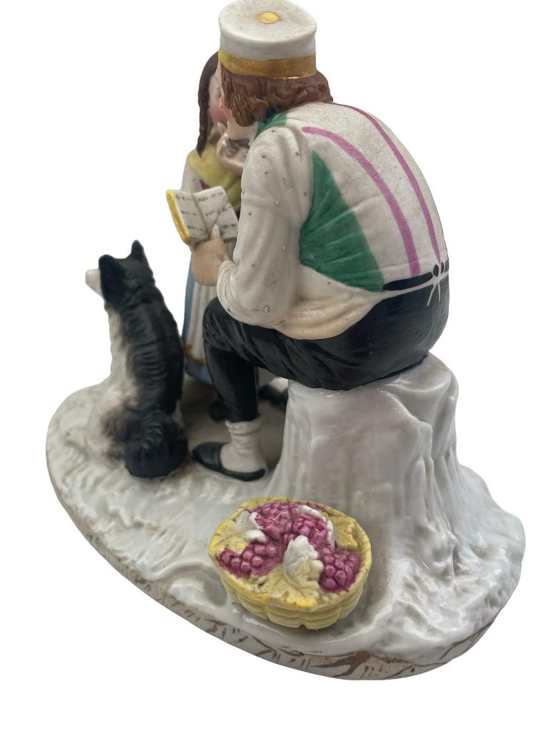 Koekjesgroep Vieil Andenne 19e eeuwse leesscène, Antiek en Kunst, Antiek | Porselein, Ophalen of Verzenden