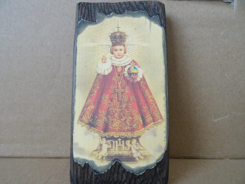 Icône l'enfant Jésus de Prague icône 5x9cm Tchèque 1993, Collections, Religion, Comme neuf, Christianisme | Catholique, Autres types