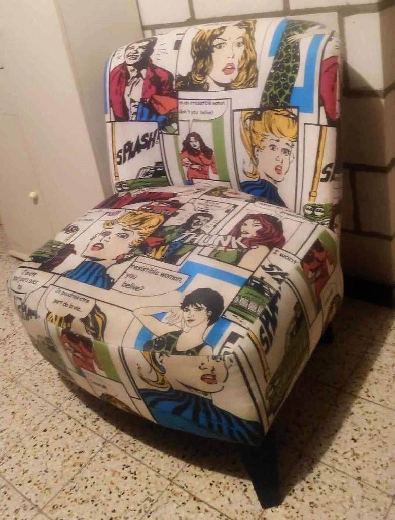 vintage zetel met stripdesign, Verzamelen, Ophalen, Huis en Inrichting