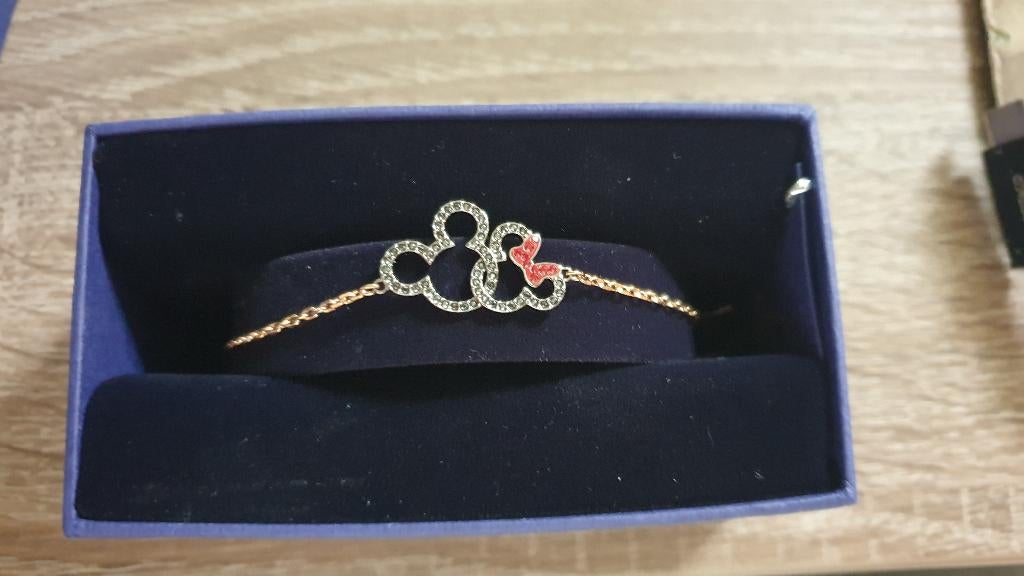 Bracelet Swarovski Mickey et Minnie plaqué or rose neuf, Enlèvement ou Envoi, Neuf, Or, Or