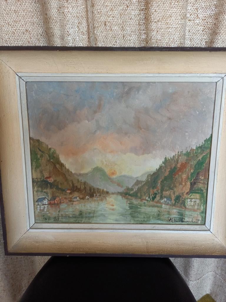 Ingekaderd origineel schilderij uit interbellum., Ophalen