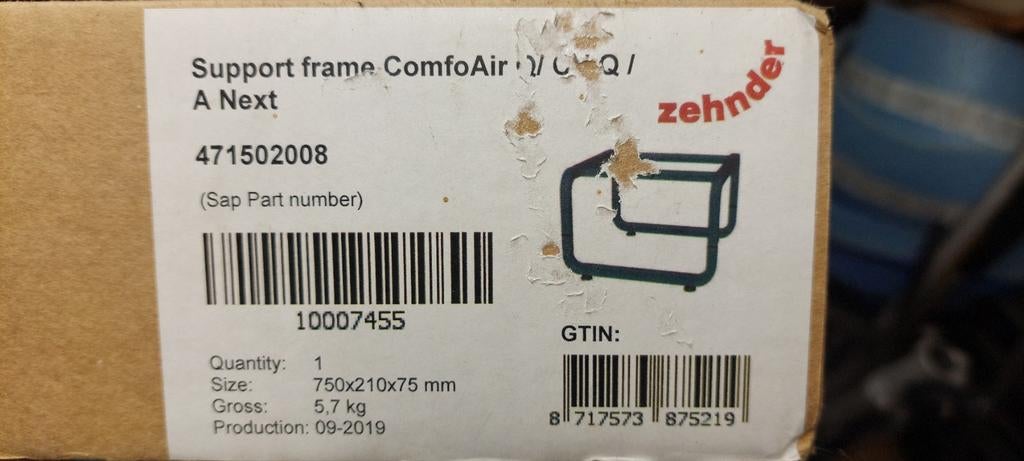 Support Zehnder ComfoAir (Neuf), Ophalen