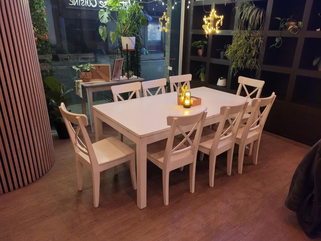 Witte tafel zonder stoelen, Huis en Inrichting, Tafels | Eettafels, Ophalen