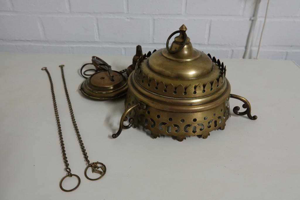 antieke koperen kerklamp, Ophalen of Verzenden