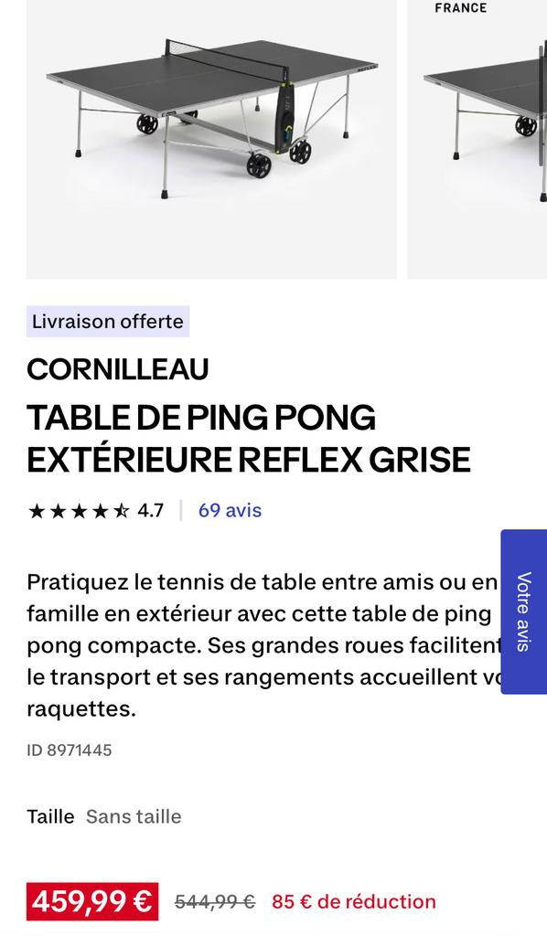 Table ping pong Cornilleau Neuf, Sport en Fitness, Ophalen, Zo goed als nieuw