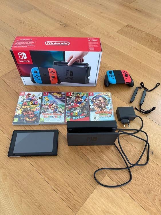 Nintendo Switch-console, Verzenden, Zo goed als nieuw, Met 2 controllers, Switch Original