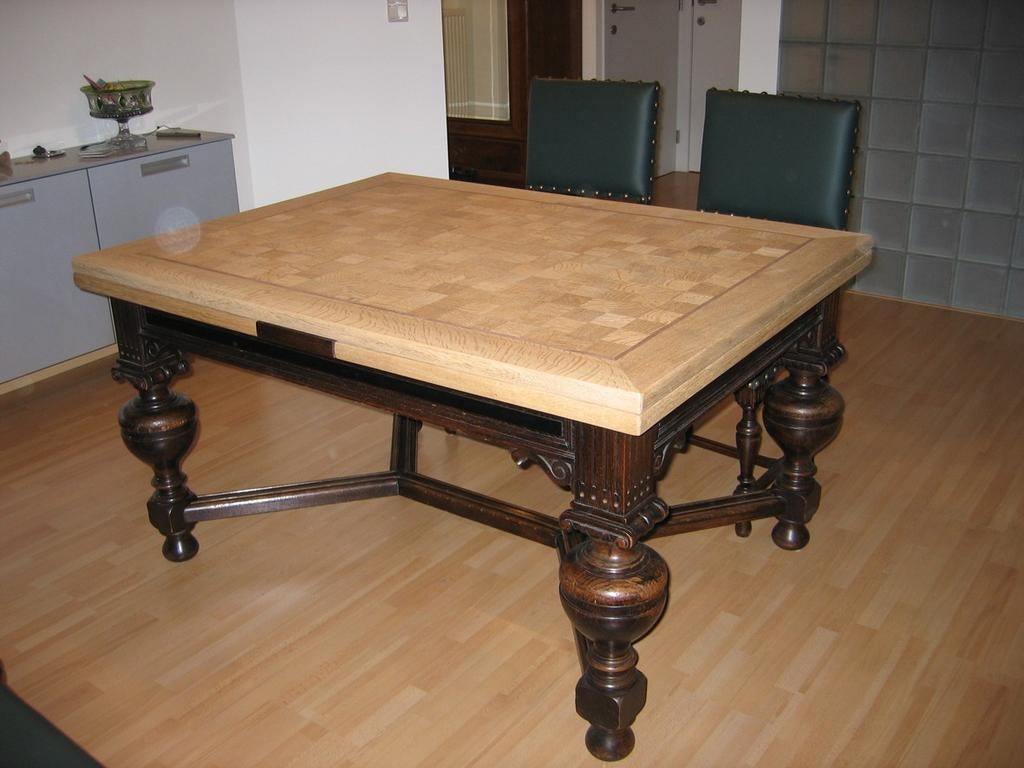 Set van Eiken tafel + 6 eetkamerstoelen, Antiek en Kunst, Ophalen