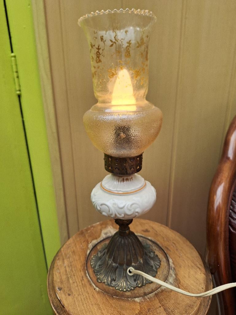 lampe de table vintage italienne, Moins de 50 cm, Comme neuf, Verre, Enlèvement