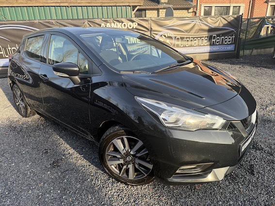 Nissan Micra 1.0i, 2018, 83.000km, Airco, CarPlay + 12m Gara, Auto's, Nissan, Zwart, Zwart, Onderhoudsboekje, ABS