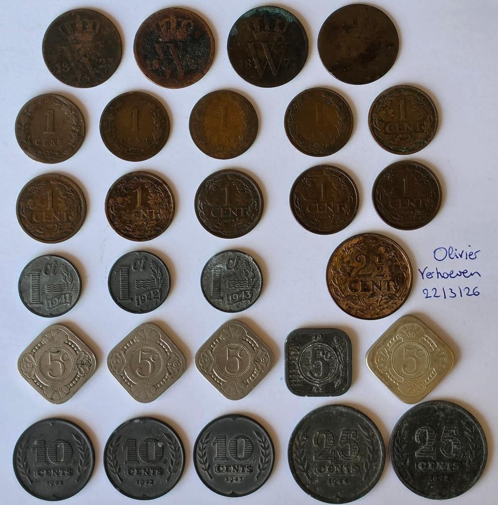 Lot 1 Cent / 2,5 Cent / 5 Cent / 10 Cent / 25 Cent Nederland, Ophalen of Verzenden, Overige landen, Setje