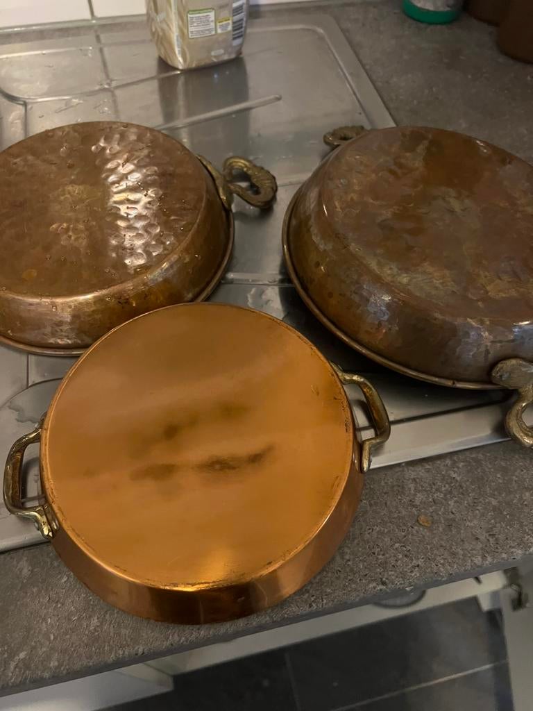 3 coper panen, Ophalen, Zo goed als nieuw