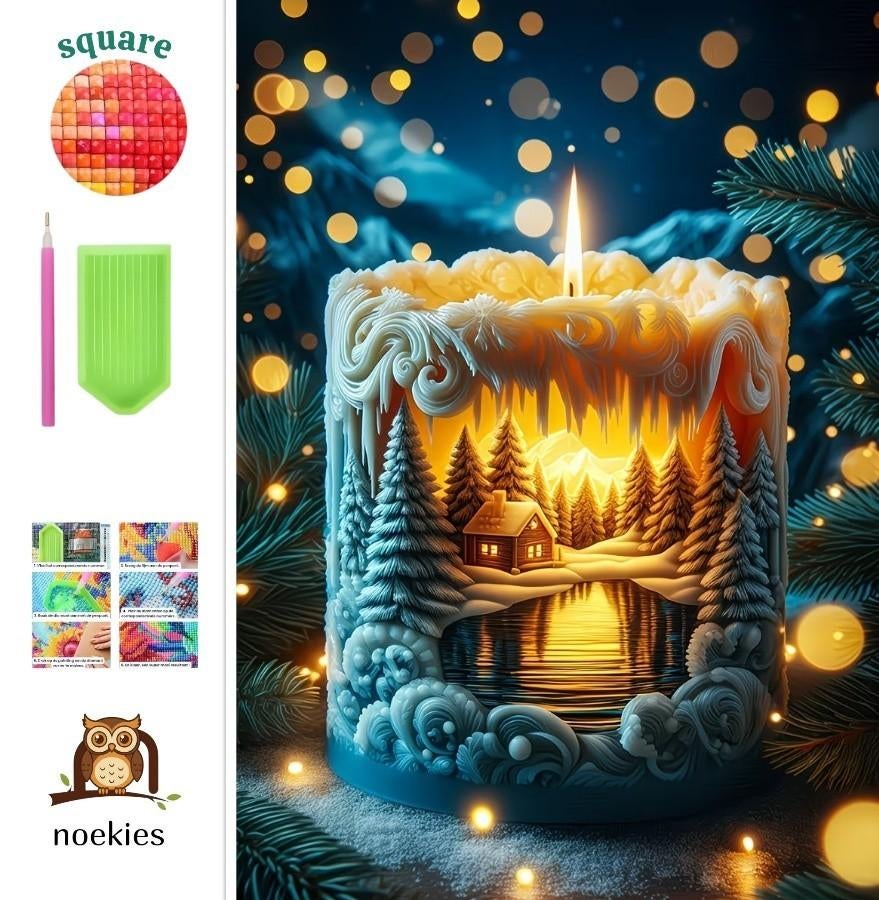 nr 70 Diamond Painting landschap kaars 50x40cm (vierkant), Hobby en Vrije tijd, Knutselen, Ophalen of Verzenden, Nieuw, Knutselwerk