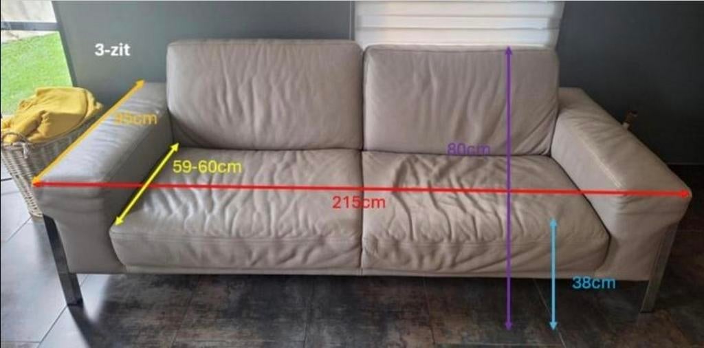 Natuzzi 3 zit en love seat (2,5 zit), Maison & Meubles, Canapés | Salons, Enlèvement