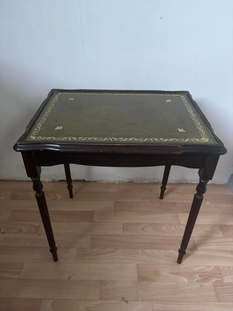 Table d’appoint/de salon Vintage avec marqueterie en cuir, Antiquités & Art, Enlèvement