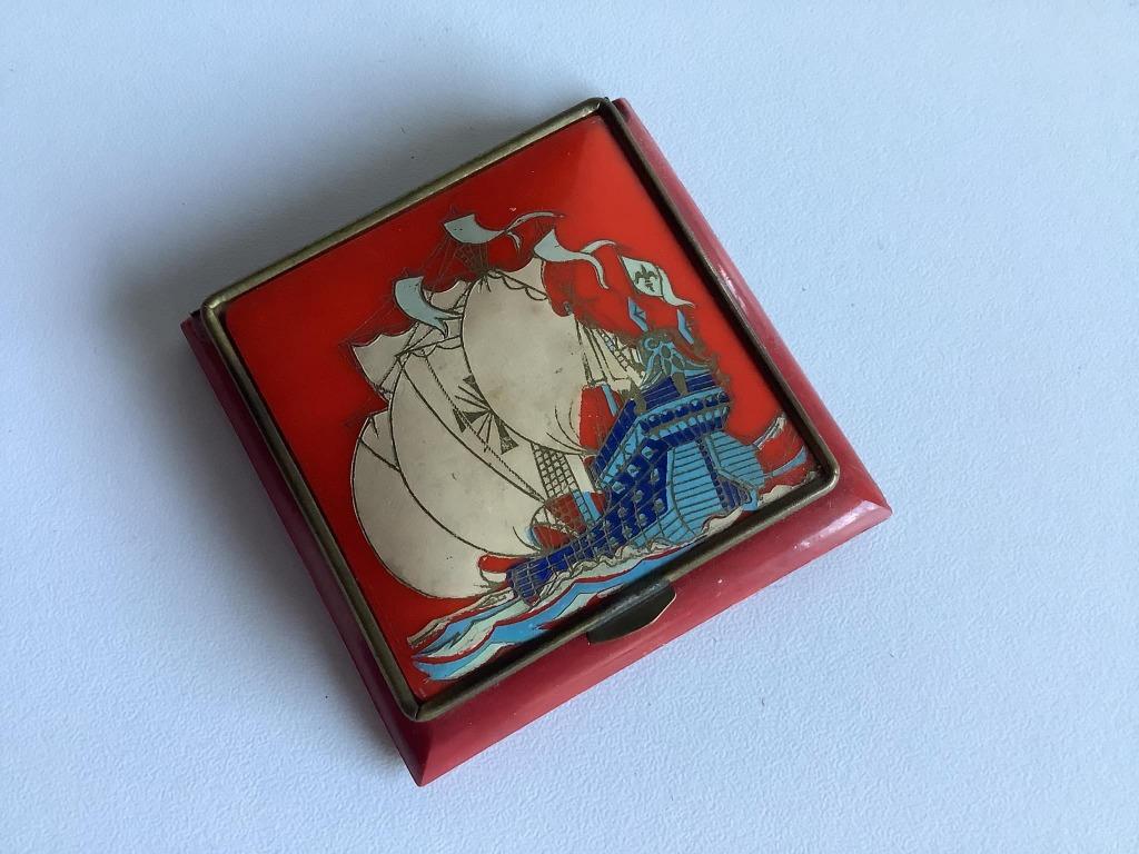 vintage Franse poederdoos met bootjes, Ophalen of Verzenden