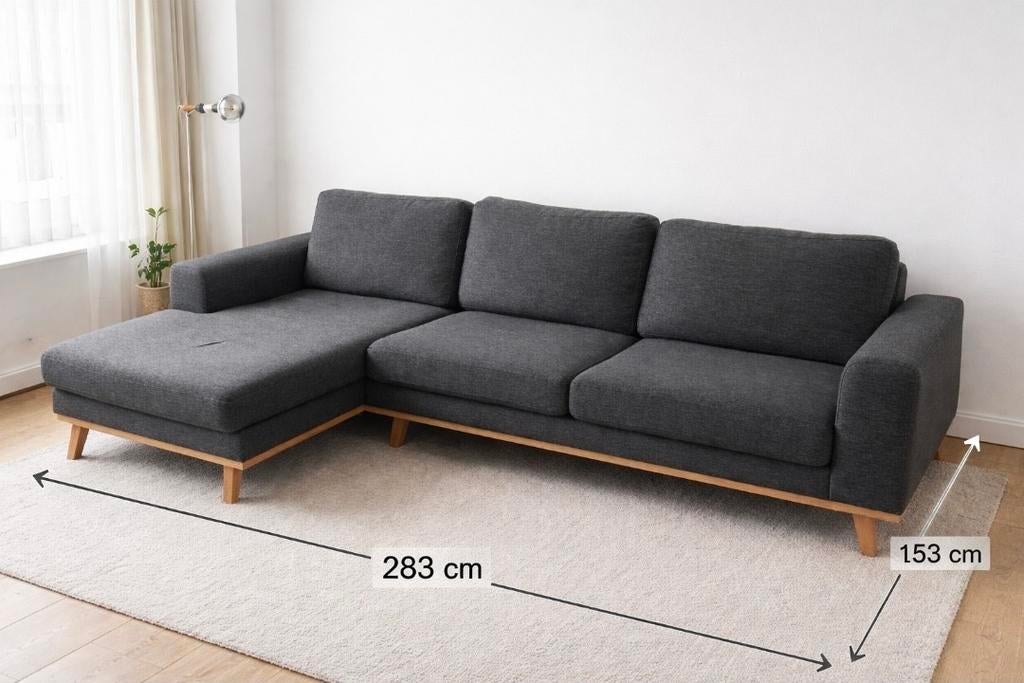 Stijlvolle hoeksalon WEBA – donkergrijs, Ophalen, Stof