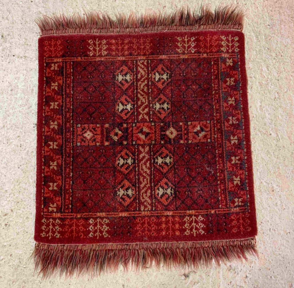 Vintage vierkant tapijt roestbruin tinten 48/48, Antiquités & Art, Tapis & Textile, Enlèvement ou Envoi