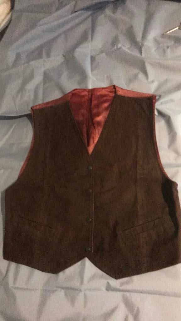 Gilet cuir brun M, Comme neuf
