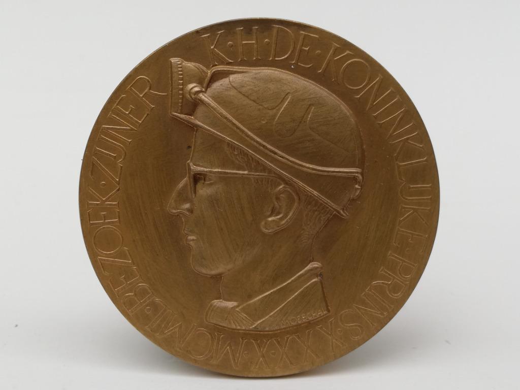 Medaille - visite du roi Baudouin - Mines de Beringen - 1950, Antiquités & Art, Curiosités & Brocante, Enlèvement ou Envoi
