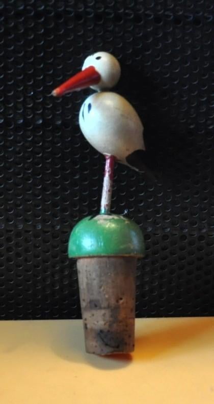 bouchon de bouteille vintage cigogne en bois, Collections, Enlèvement ou Envoi, Utilisé