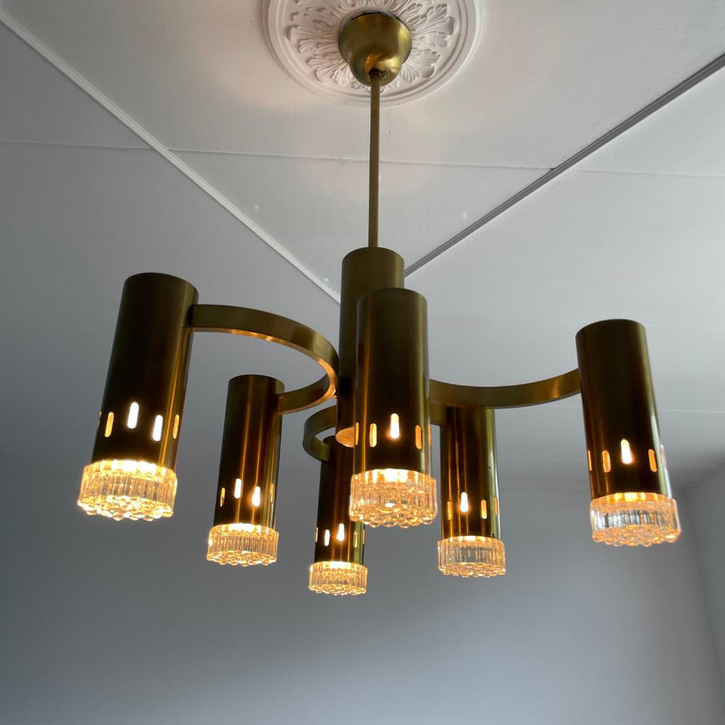 prachtige vintage design kroonluchter, Ophalen, Zo goed als nieuw, Glas, Vintage design