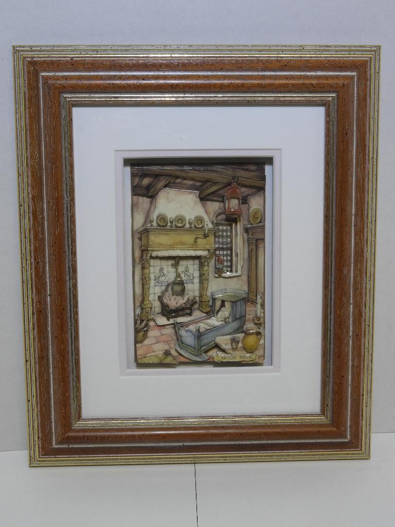 Schilderij in 3D ( Decoupage ), van Anton Pieck., Minder dan 50 cm, Ophalen of Verzenden, Zo goed als nieuw, Minder dan 50 cm