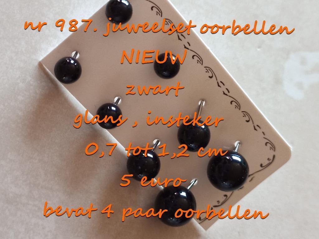 987. Juweelset : oorbellen , NIEUW , @LAATSTE STUK@ verzend, Overige materialen, Verzenden, Zwart, Nieuw