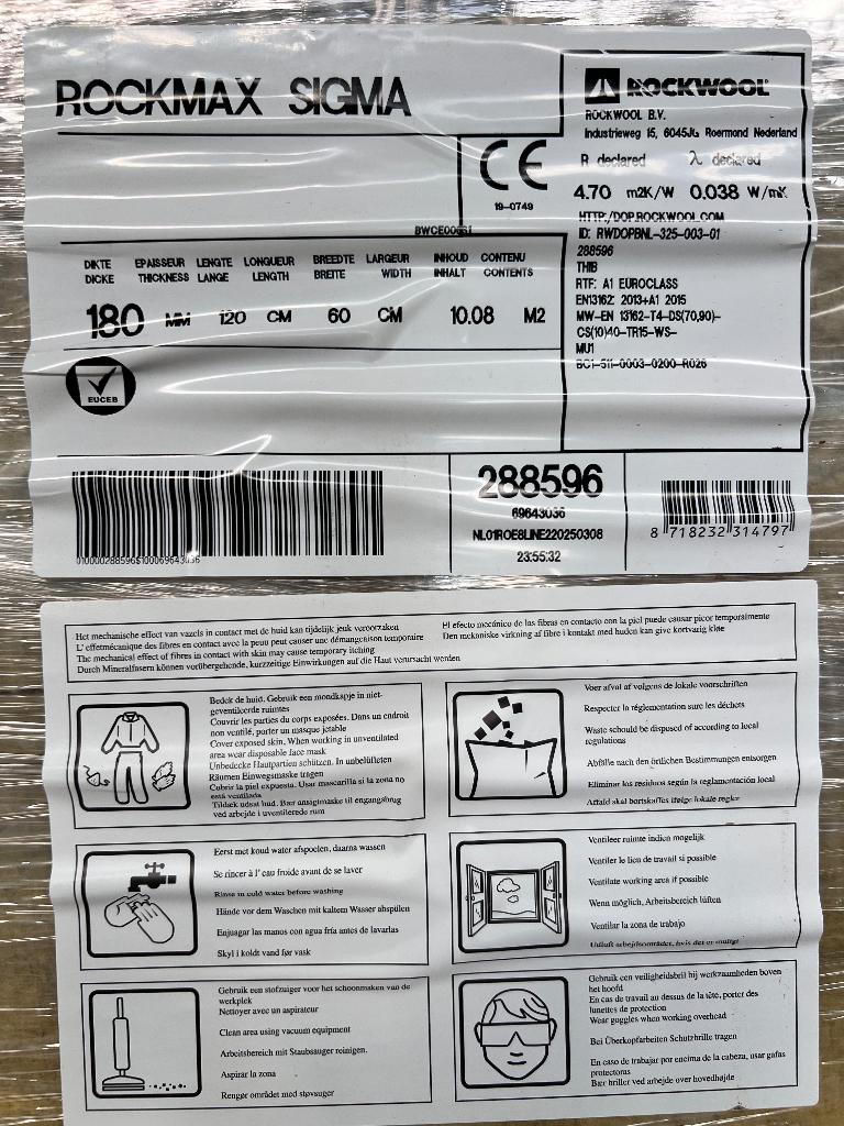 Rockwool isolatie, Doe-het-zelf en Bouw, Isolatie en Afdichting, 12 cm of meer, Nieuw, Steenwol, 15 m² of meer