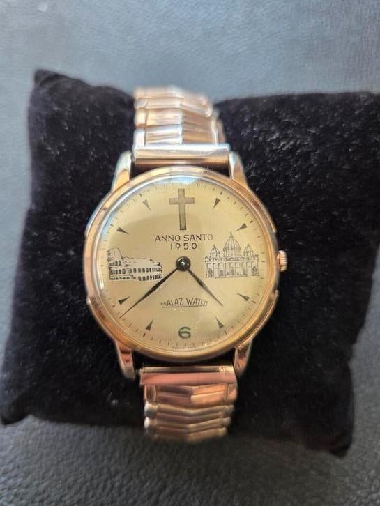 Anno Santo 1950 Horloge, Ophalen of Verzenden, Goud, Verguld