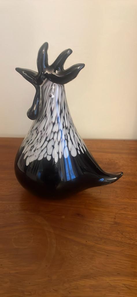 Coq deciratif en verre soufflé artisanal noir et blanc, Antiek en Kunst, Kunst | Designobjecten, Ophalen