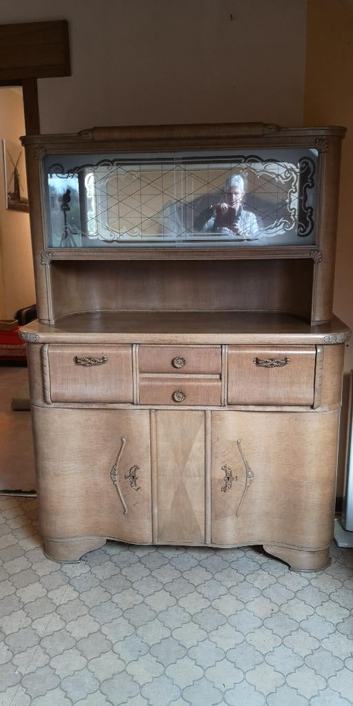 Vintage buffetkast, Huis en Inrichting, Ophalen, Gebruikt, Eikenhout, Overgangsstijl tussen Art Deco en het modernisme