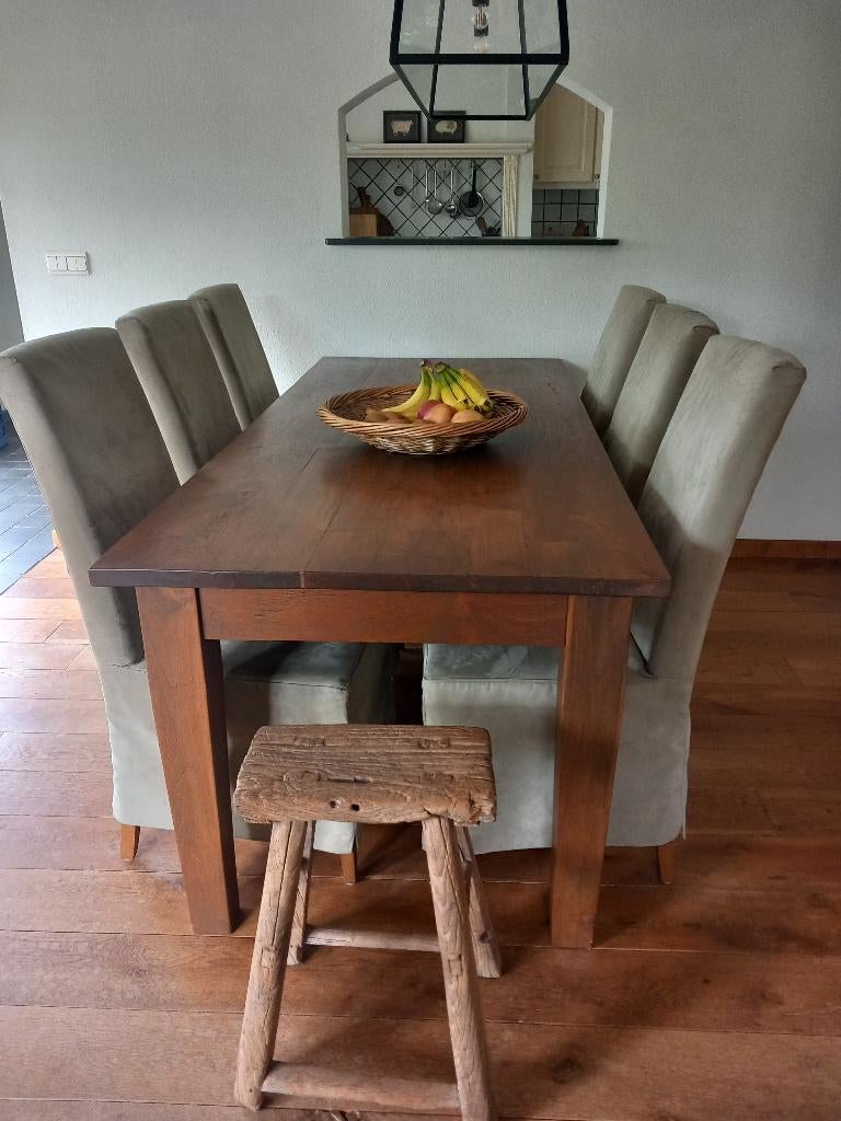 nieuwe teak tafel 210x90, Huis en Inrichting, Ophalen, Teakhouten degelijke zware massief Hoffz Aura landelijke hotel, Teakhout