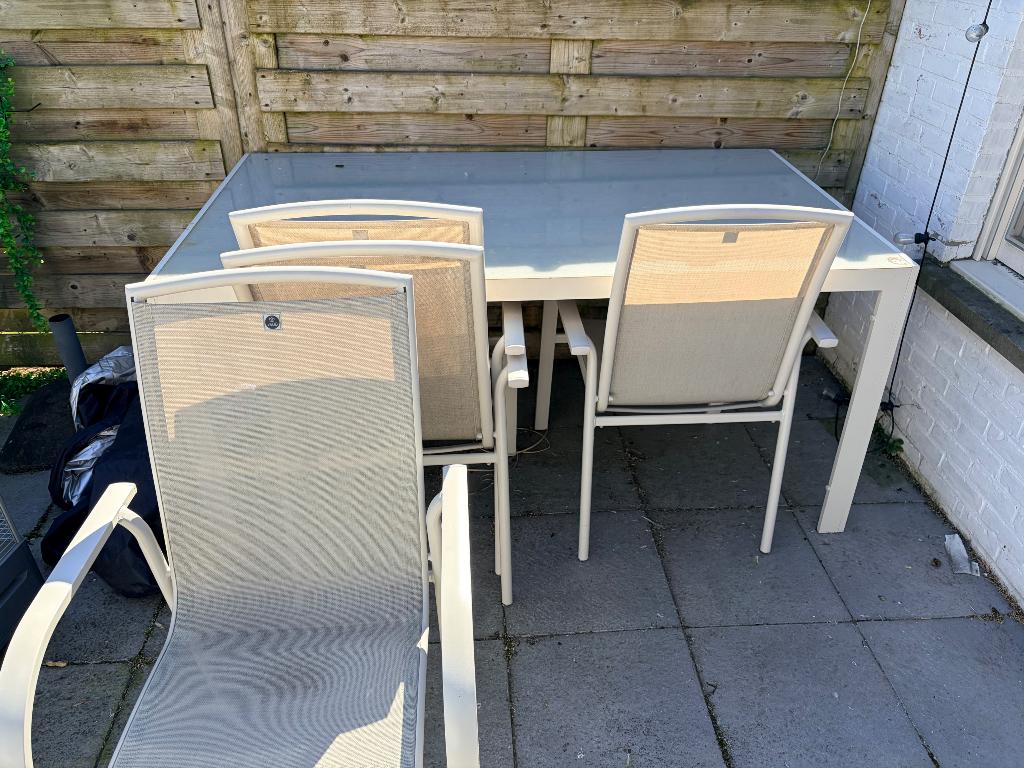 Tuintafel met stoelen, Ophalen, Zo goed als nieuw, Rechthoekig, Aluminium