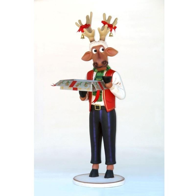 Funny Reindeer with Christmas Box – Rendier Hoogte 162 cm