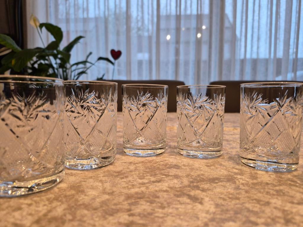 Vintage Kristallen Whisky glazen 6 stuk, Dieren en Toebehoren