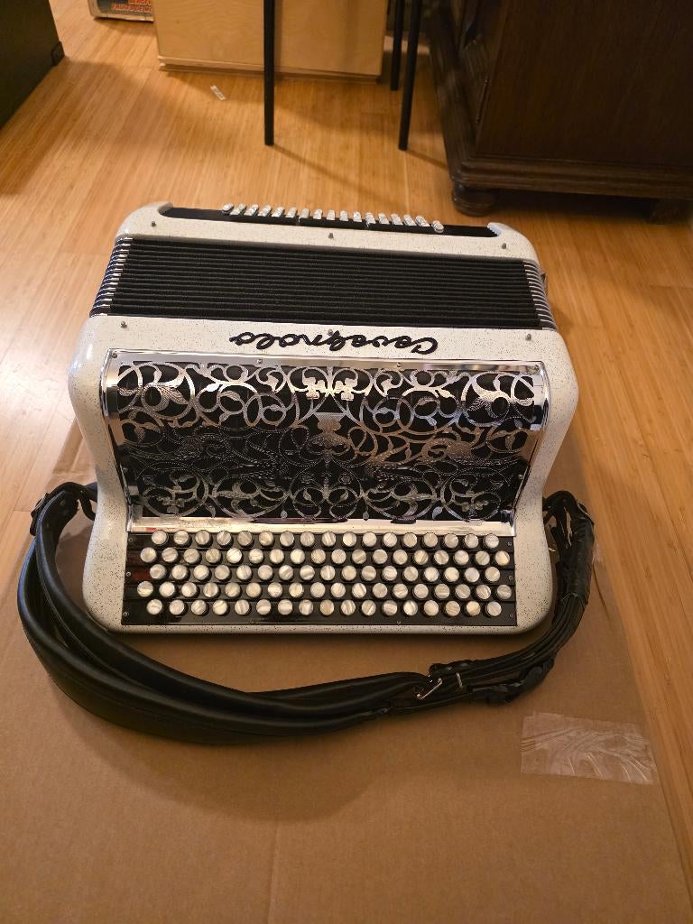 RECENT VERLAAGD!Cavagnolo knopaccordeon 120 bas met koffer, Musique & Instruments, Accordéons, Autres marques, Enlèvement, Utilisé