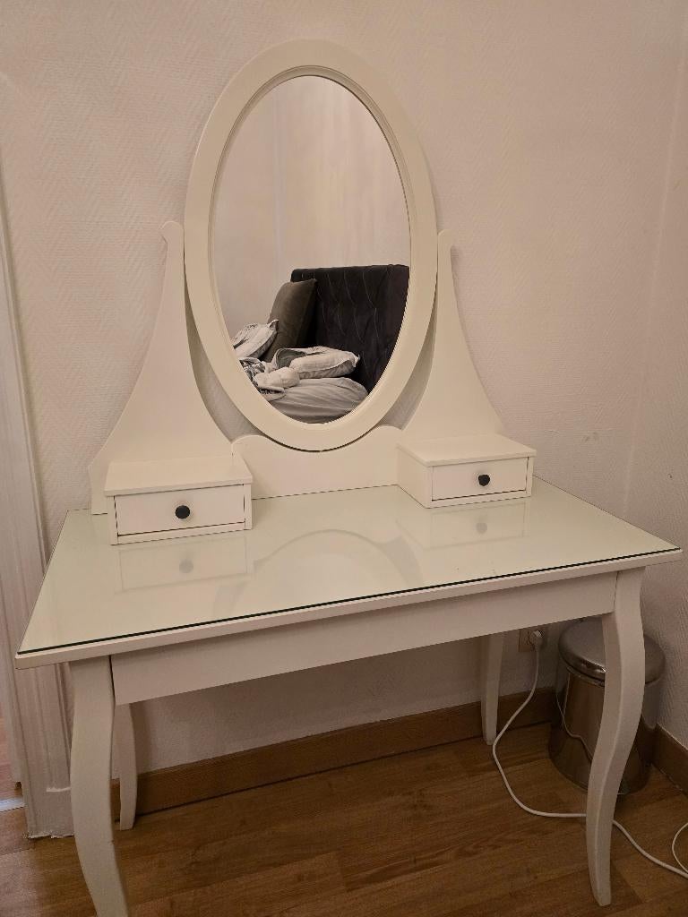 Table de toilette HEMNES avec miroir, blanche, 100 x 50 cm, Maison & Meubles, 100 cm, Enlèvement, Utilisé, Autres dimensions