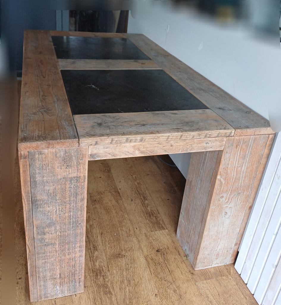 Tuintafel  in steigerhout met  inlegstenen form : 180x100x80, Tuin en Terras, Ophalen, Steigerhout