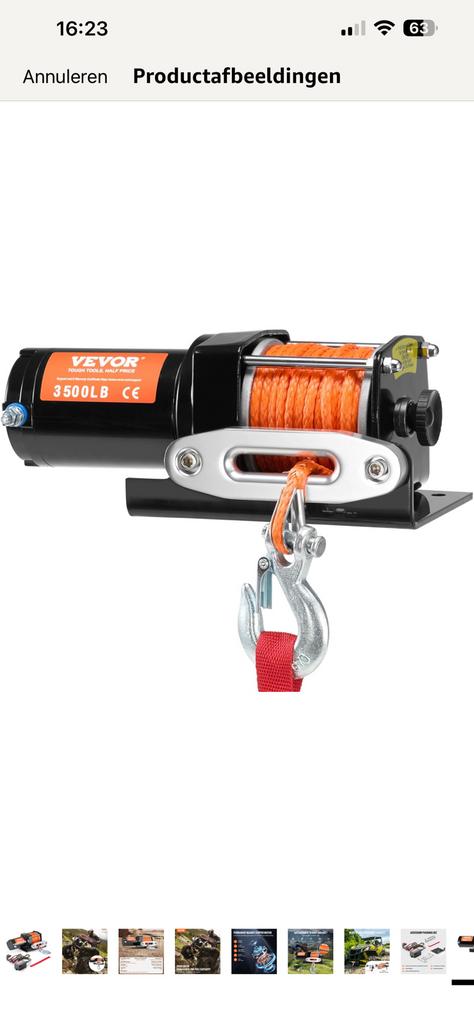 Elektrische lier, 1588 kg, 12 V DC ATV winch 12 V DC, Ophalen of Verzenden, Zo goed als nieuw, Elektrisch