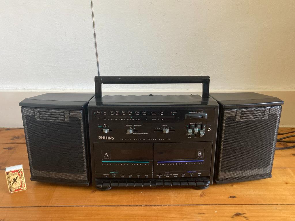 Ghettoblaster met demontabele boxjes & dubbel cassettespeler, Ophalen of Verzenden, Zo goed als nieuw, Radio