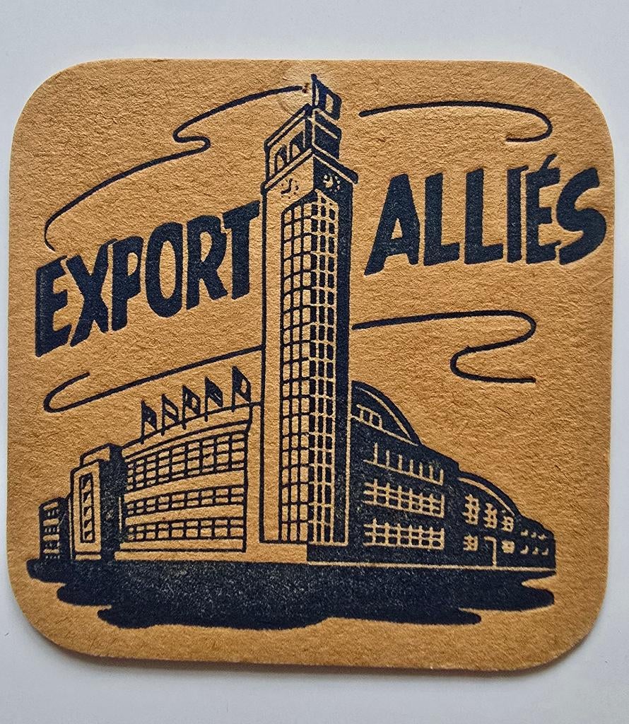Export Alliés sous-bock bierviltje bierdeckel coaster, Collections, Marques de bière, Utilisé, Sous-bock, Enlèvement ou Envoi