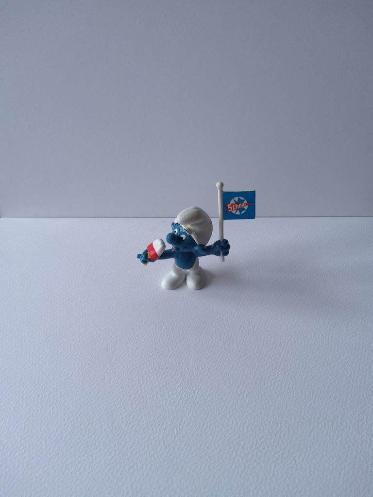 Scholler maakt reclame voor smurf, Verzamelen, Ophalen of Verzenden, Zo goed als nieuw, Poppetje, Figuurtje of Knuffel